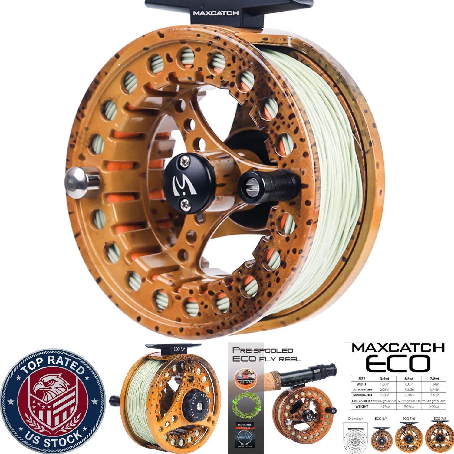 Ambidextrous Large Arbor Fly Fishing Reel 3/4wt Pre-Loaded for Quick Access