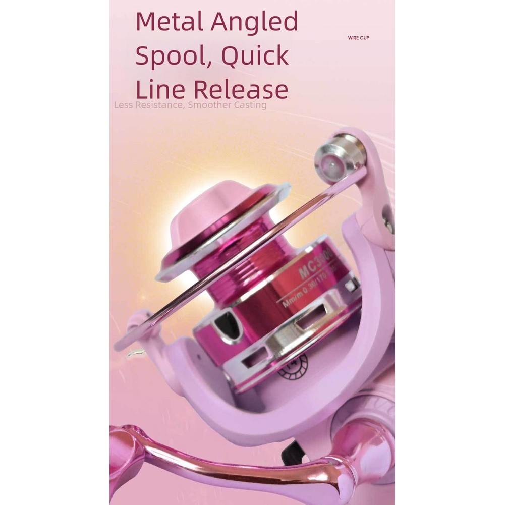 8KG Drag Pink Saltwater Fishing Reel Aluminum Alloy Metal Construction