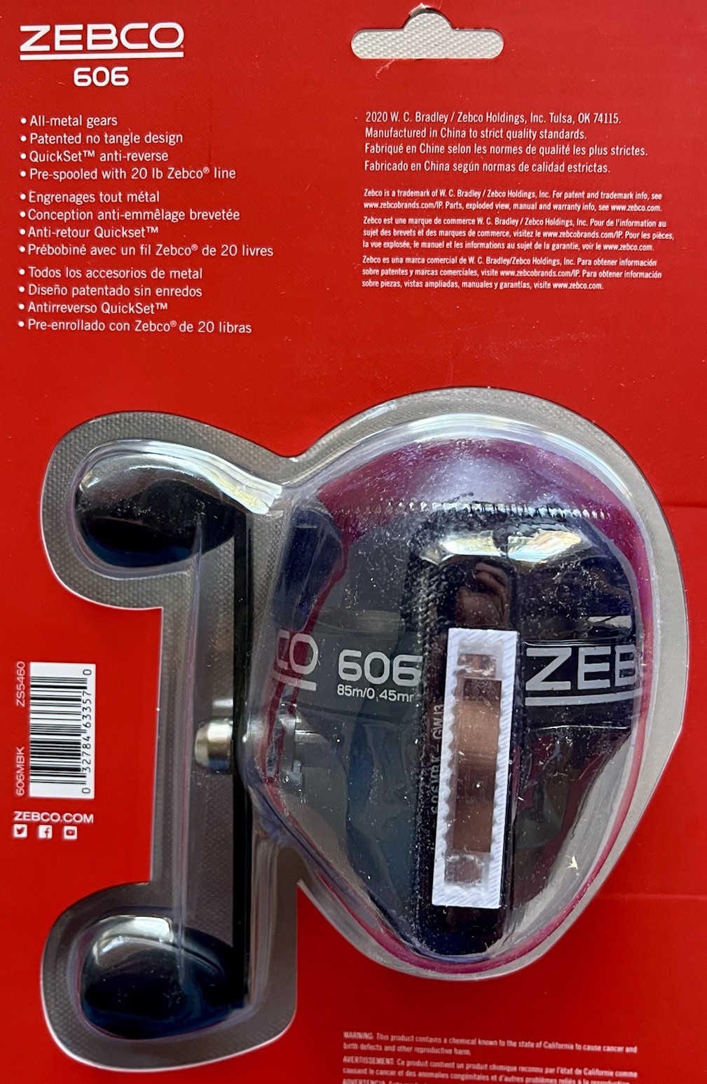 ZEBCO 606 size 60 Spincast reel 3.0:1 Gear Ratio Bite Alert 20 Lb Test Line NIP