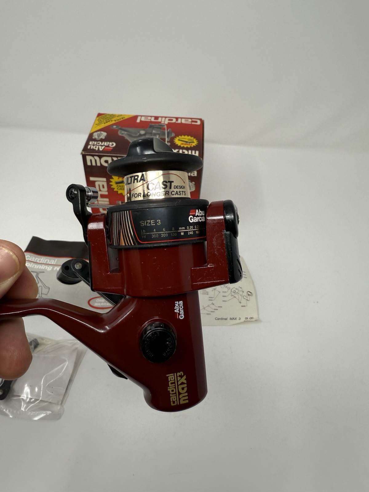 Abu Garcia Cardinal Max 3 Spinning Reel – Red – New Old Stock – Vintage