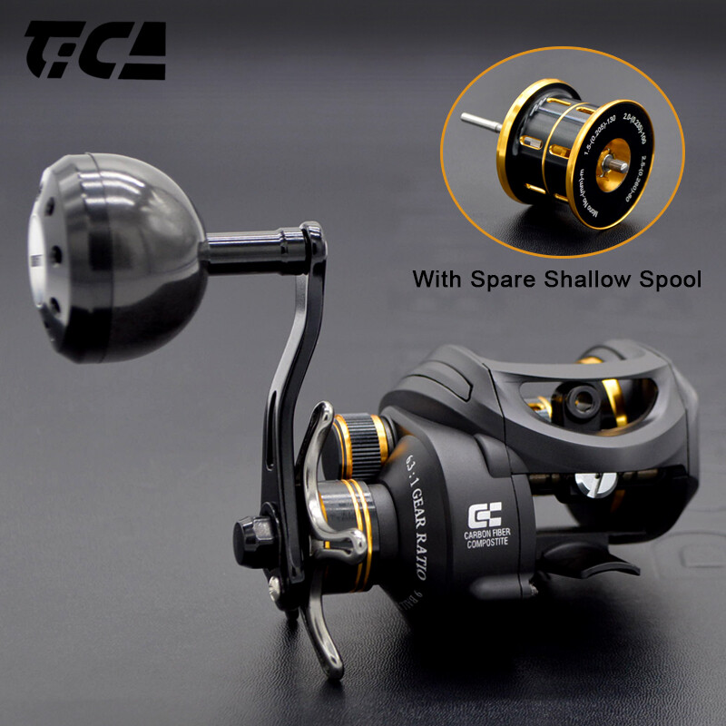 TICA SCD Baitcaster Carbon Frame Baitcasting Fishing Reel with Extra Metal Spool