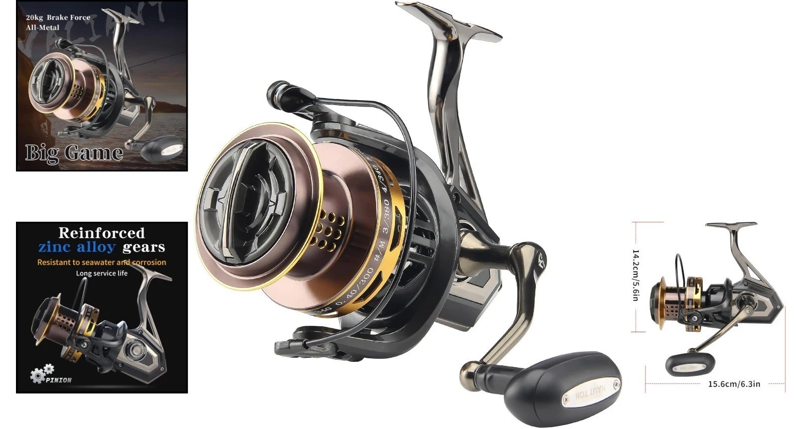 Big Game Surf Fishing Reel 8000/12000 – 20KG Drag, Corrosion-Resistant Metal