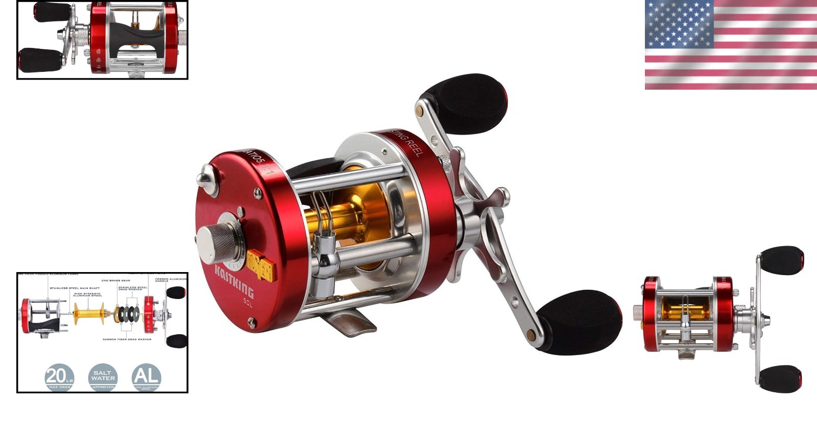 High-Performance Rover Baitcasting Reel for Catfish & Salmon – Left-Hand Design
