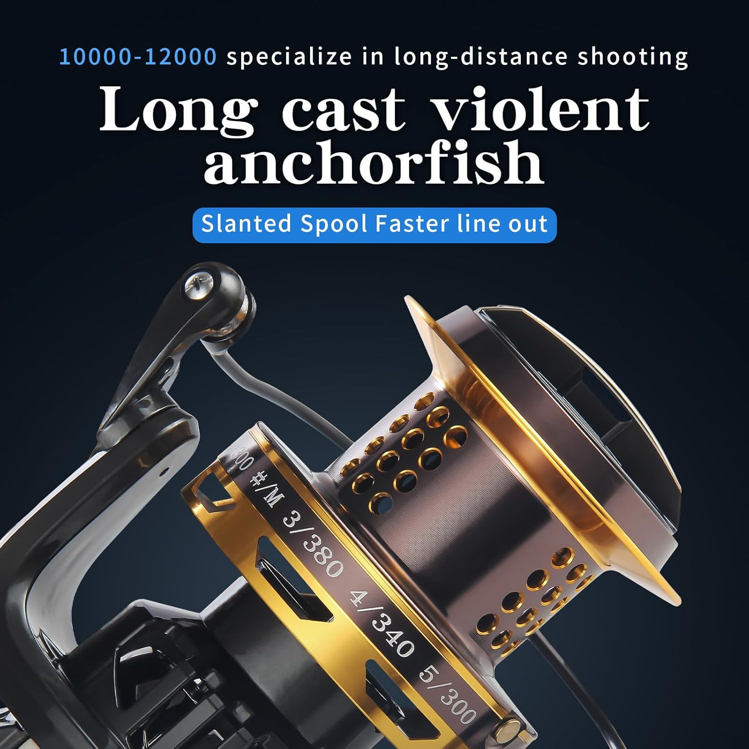8000/10000/12000 Big Game Surf Spinning Fishing Reel,20Kg Drag Power. Backlash-F