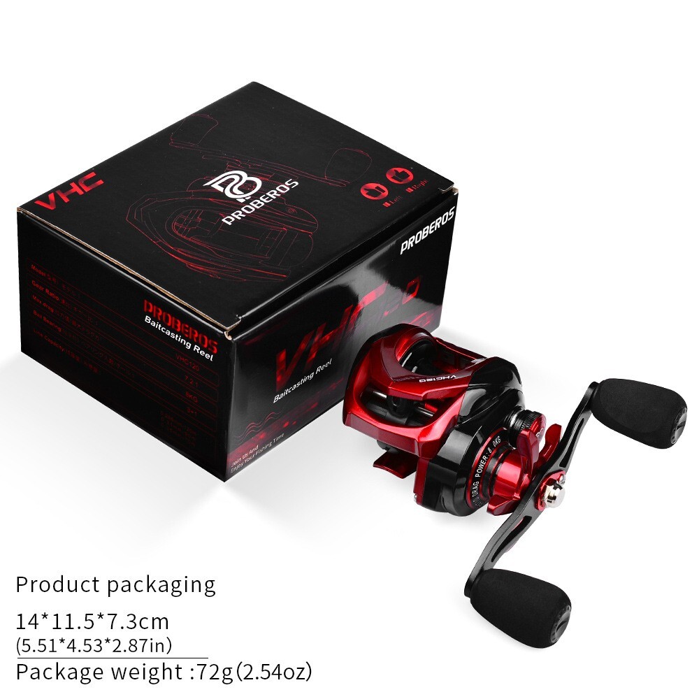 Fishing Reel 7.2:1 Gear Ratio Metal Colorful Wheel Magnetic Brake System 8KG VHC