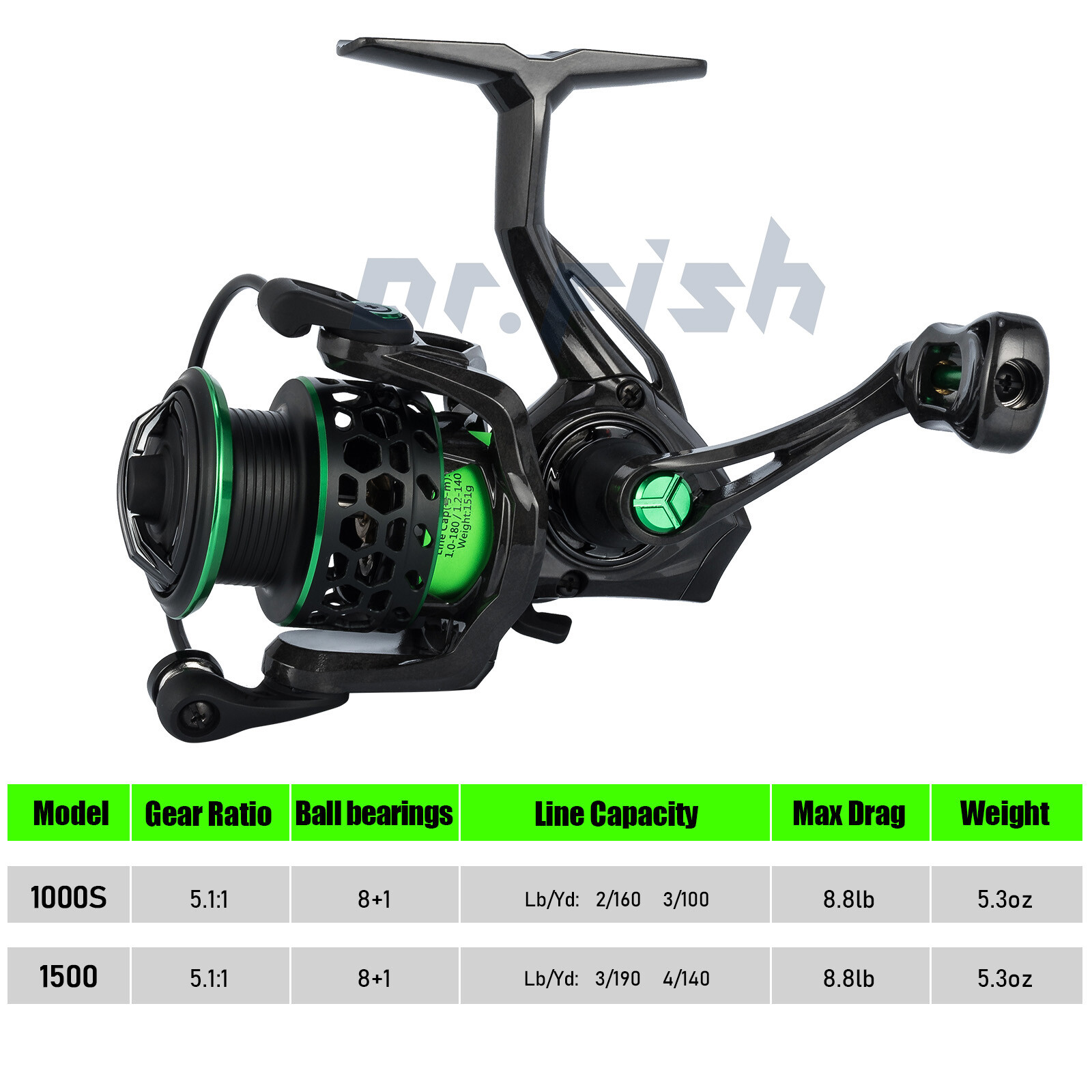 Fishing Spinning Reel 1000S-1500 Aluminum Spool Carbon Fiber Body Ultralight