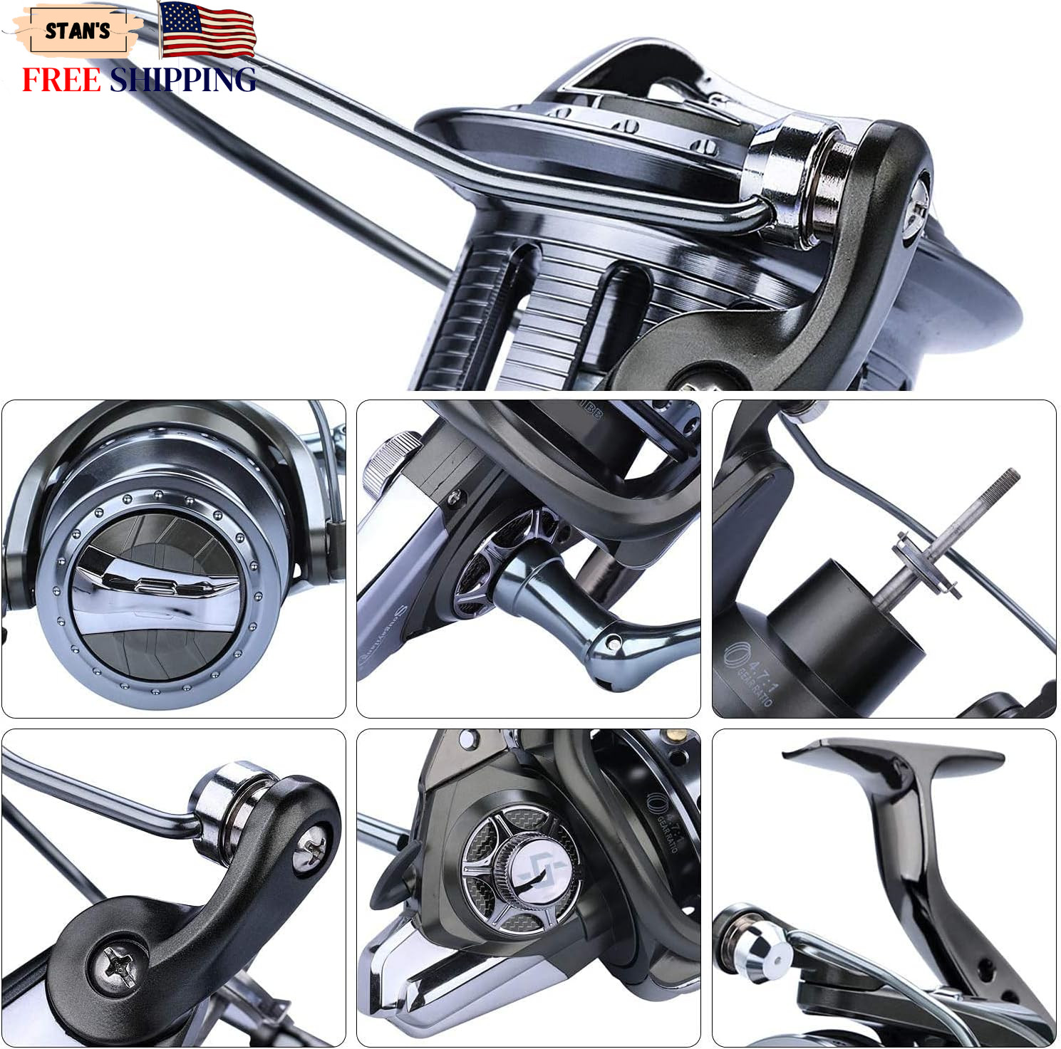 10000 Series Spinning Reels Ultra Smooth 10+1 BB for Saltwater & Freshwater NEW