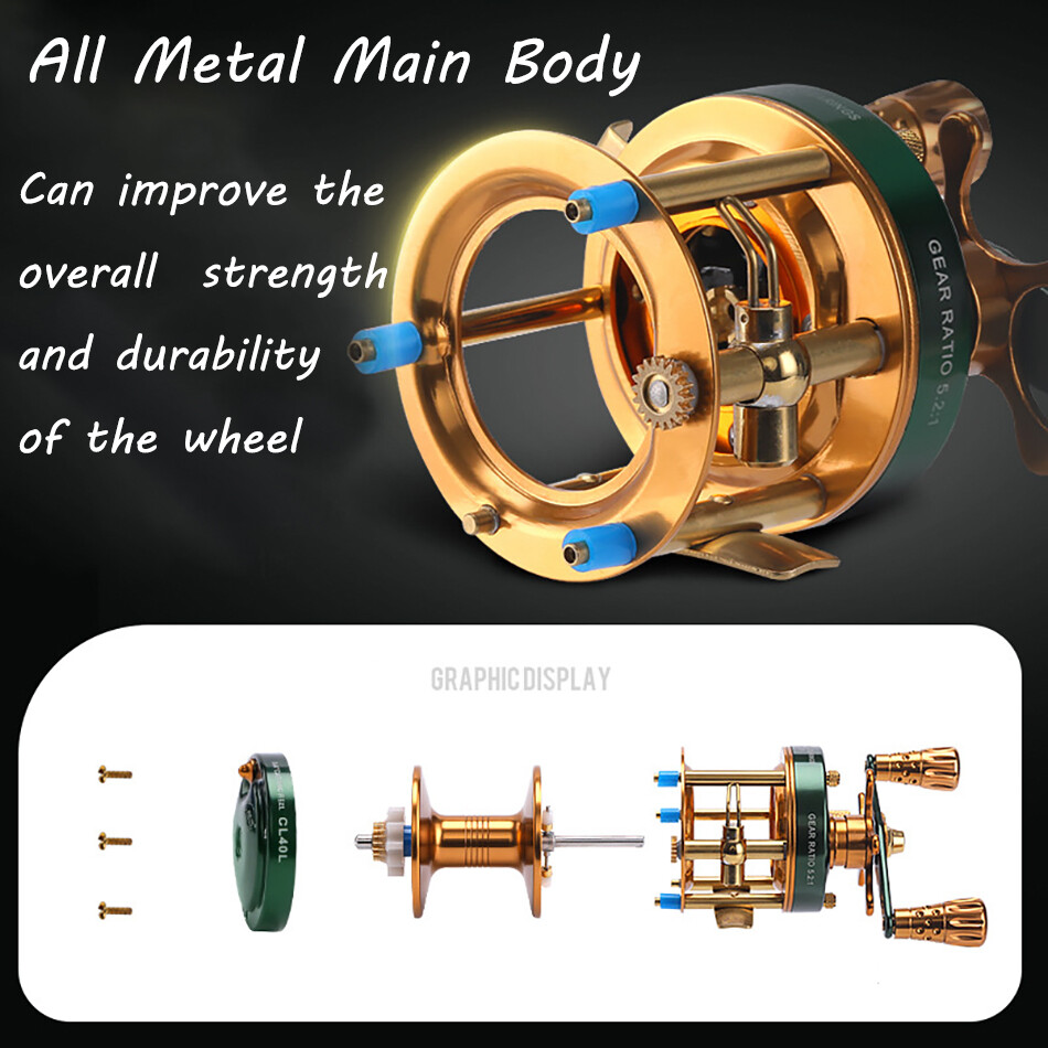 TRAINFIS Conventional Reel Round Reel Jigging Baitcasting Reel Left Right Hand