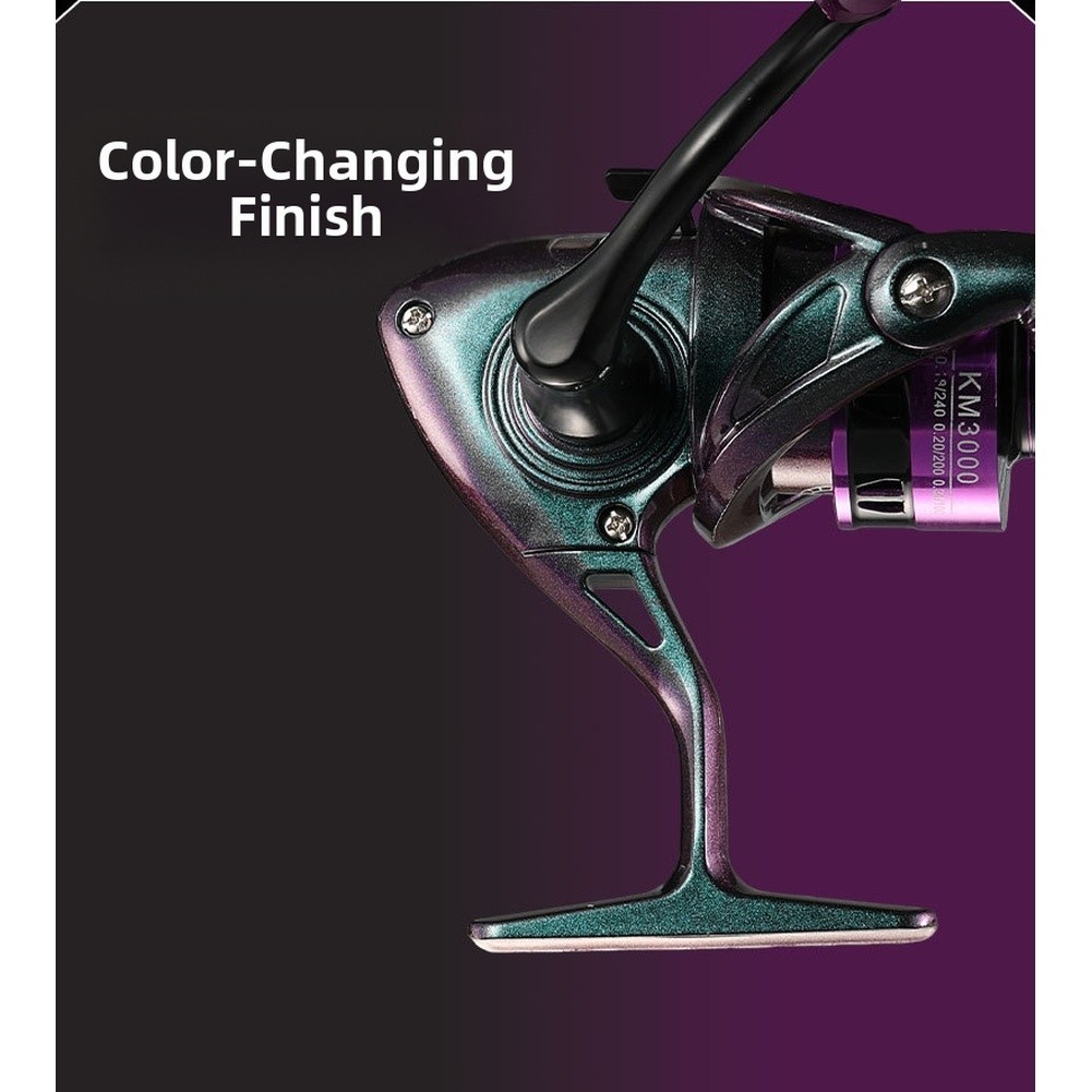Rotating Fishing Reel Long Cast Metal Spool with Smooth Drag for Freshwater