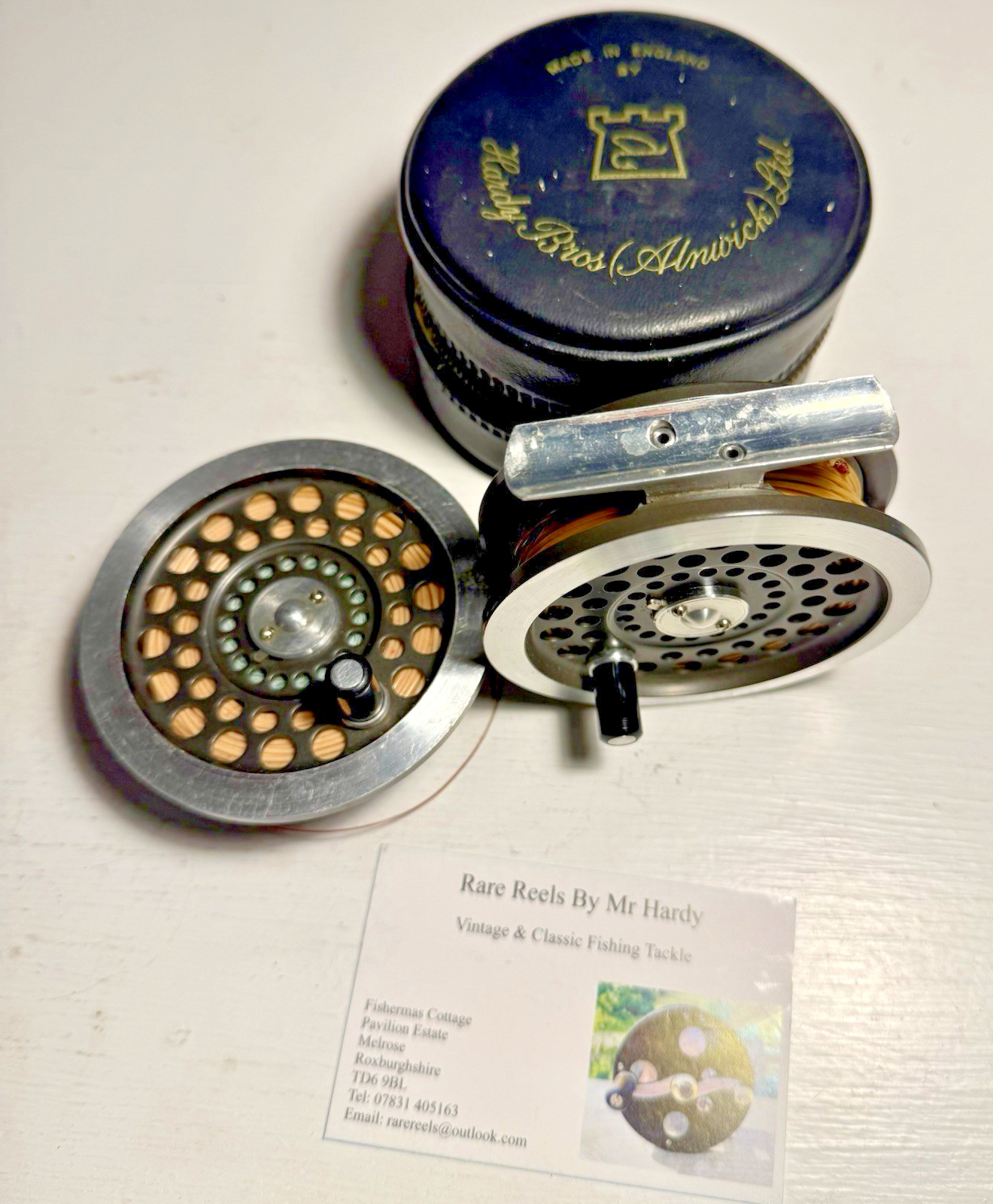 Rare Hardy Sunbeam 5/6 Trout Fly Reel & Spool with Fly Lines & Reel Case