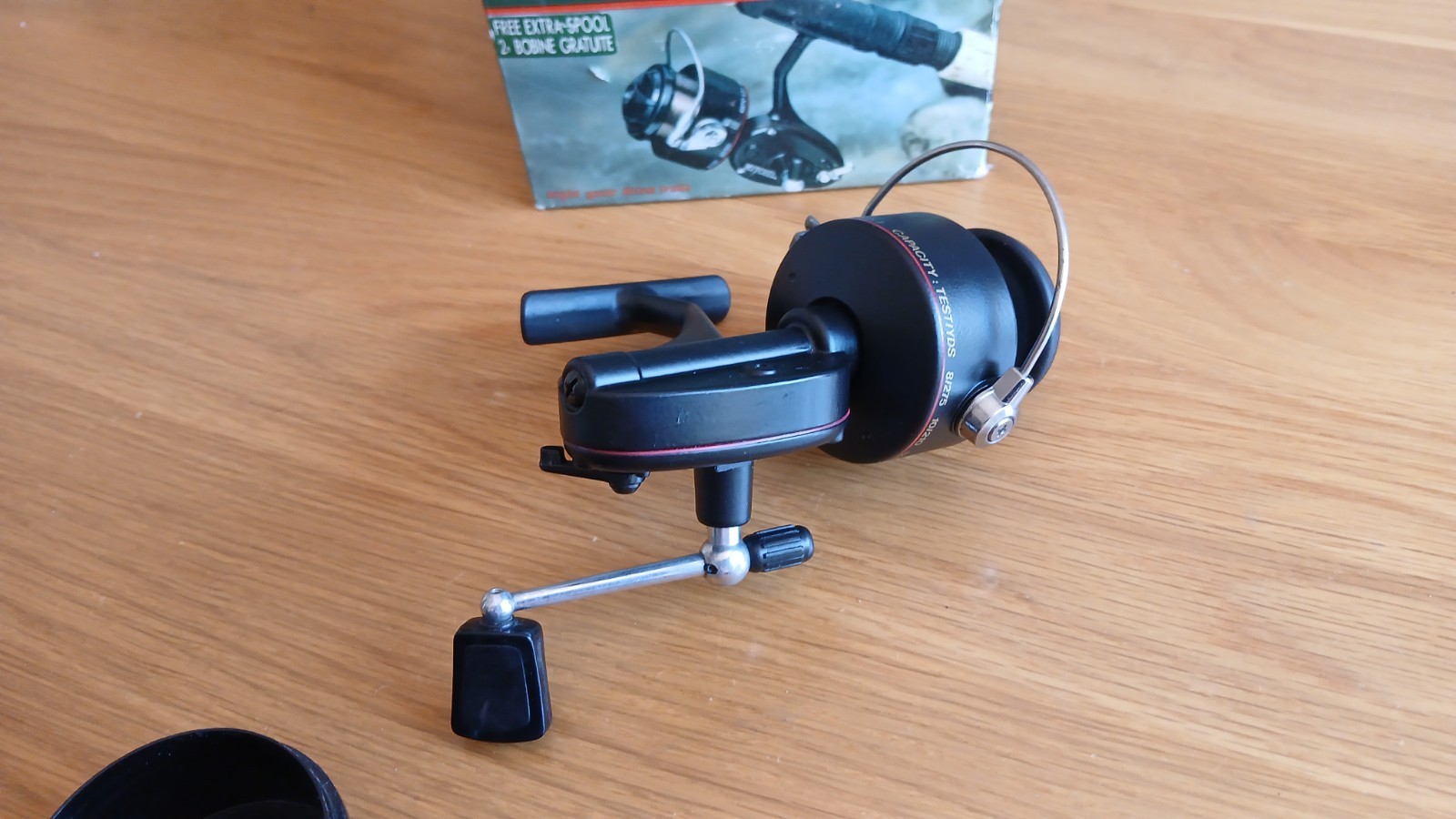 A very good boxed Mitchell 300 Fishing reel 2 spools, spoolpot & paperwork.