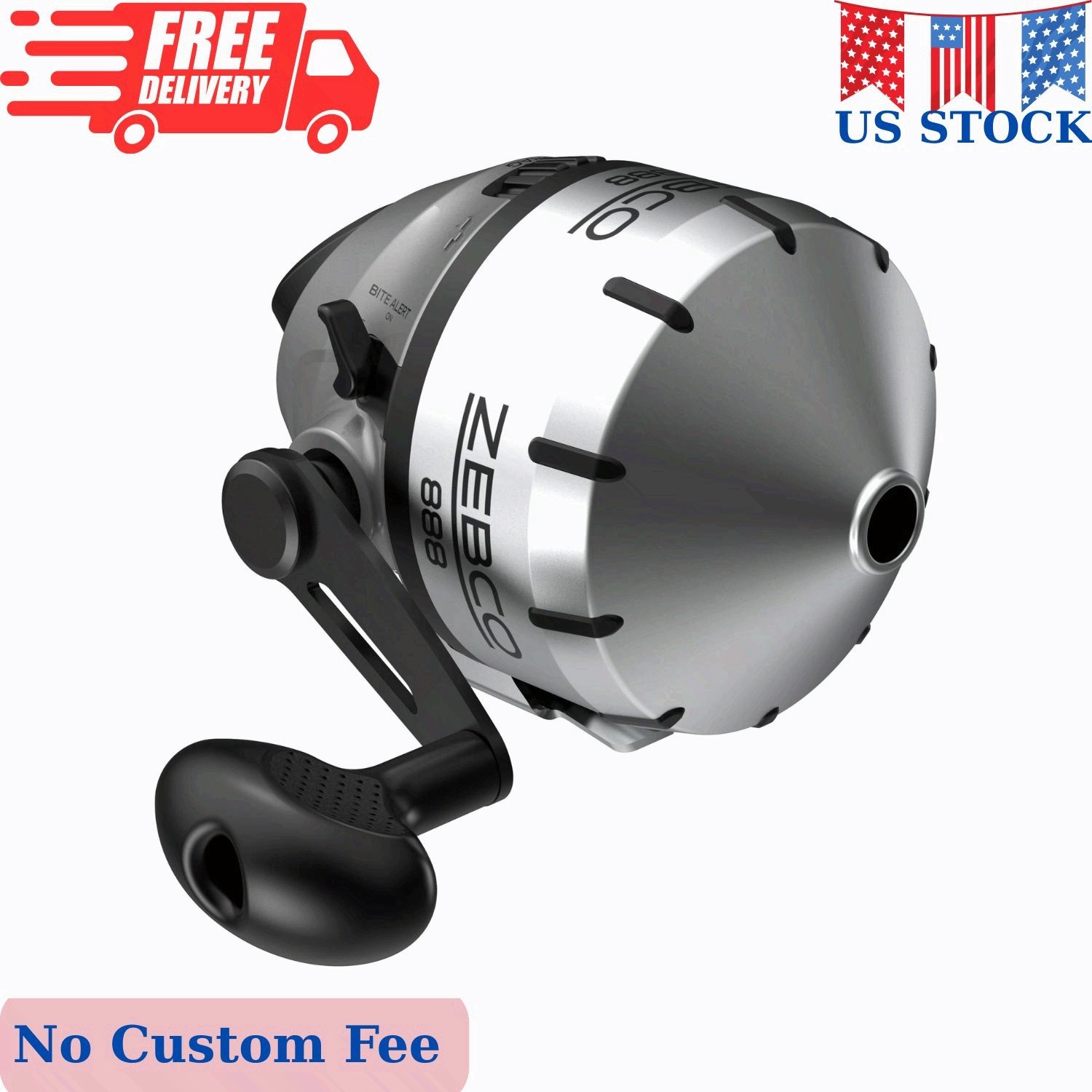 Spincast Fishing Reel, Size 80, Heavy Duty, Easy-to-Use with Built-in Bite Alert