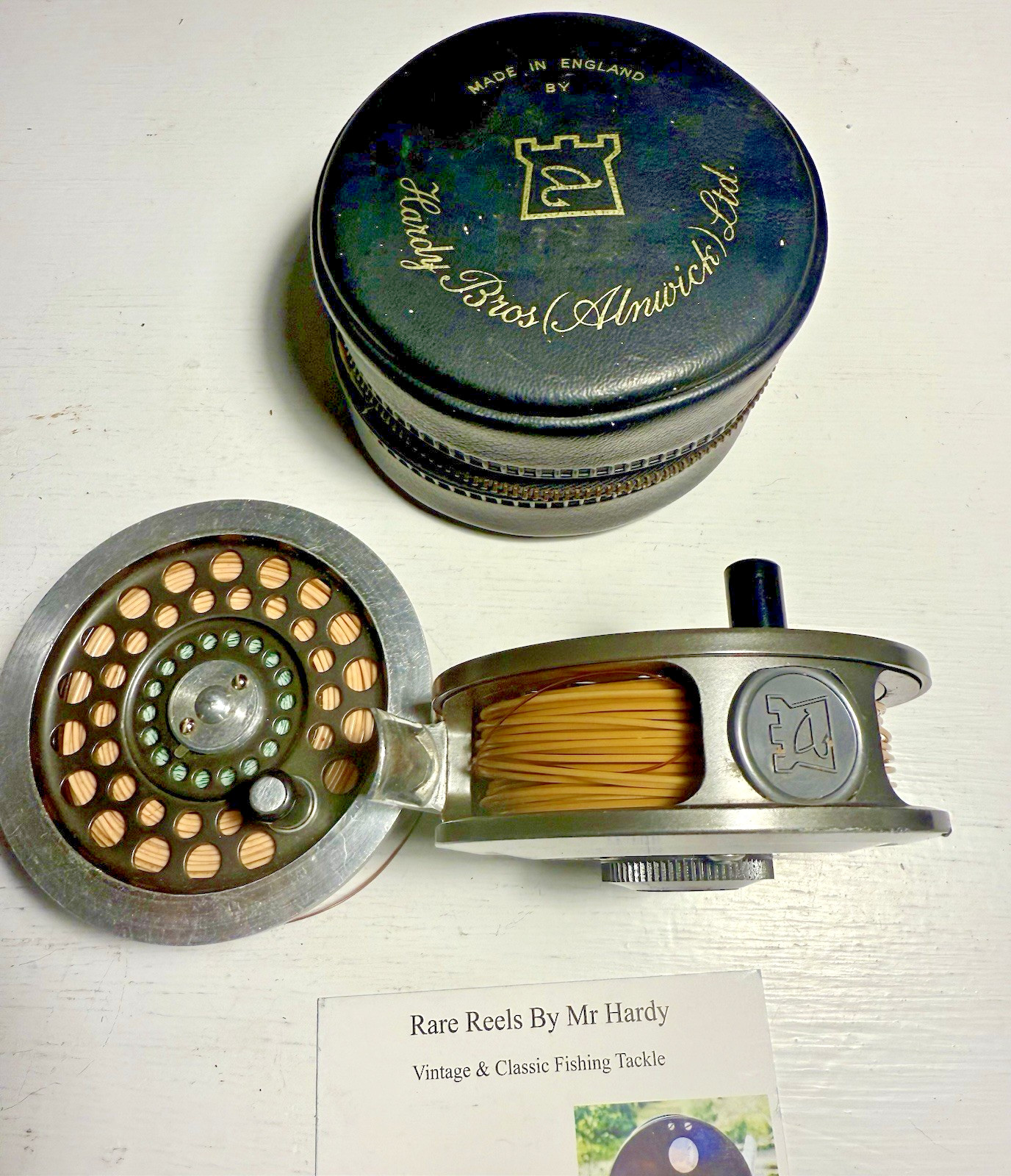Rare Hardy Sunbeam 5/6 Trout Fly Reel & Spool with Fly Lines & Reel Case