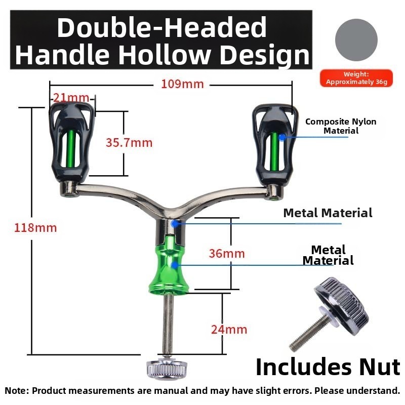 Fishing Reel Handle CNC Metal Dual Handle Replacement for 1000 2000 3000 Models