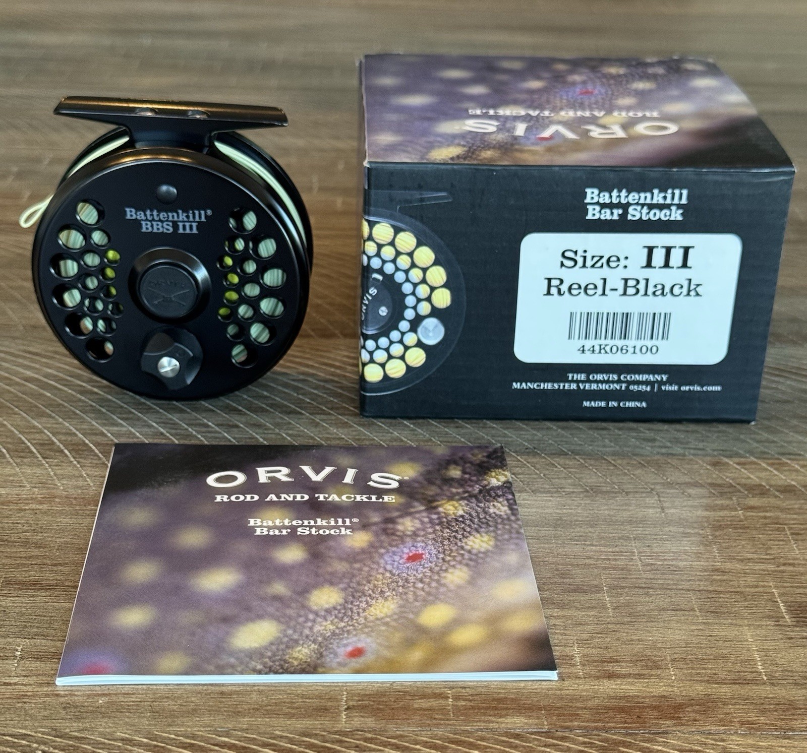 New in Box Orvis Battenkill BBS lll 5/7 wt Fly Reel w/New Rio Fly Line