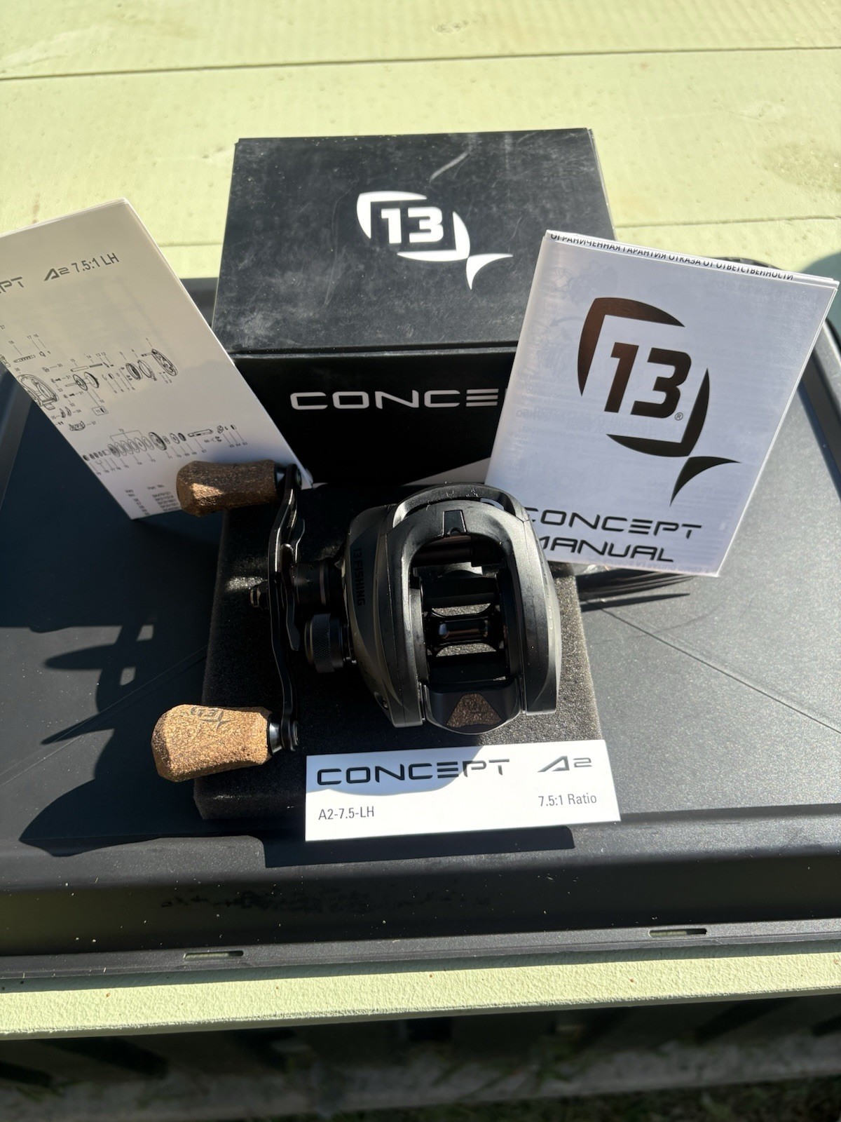 13 Fishing Concept A2 Left-Hand Low Profile Baitcast Reel 7.5:1 7BB Box