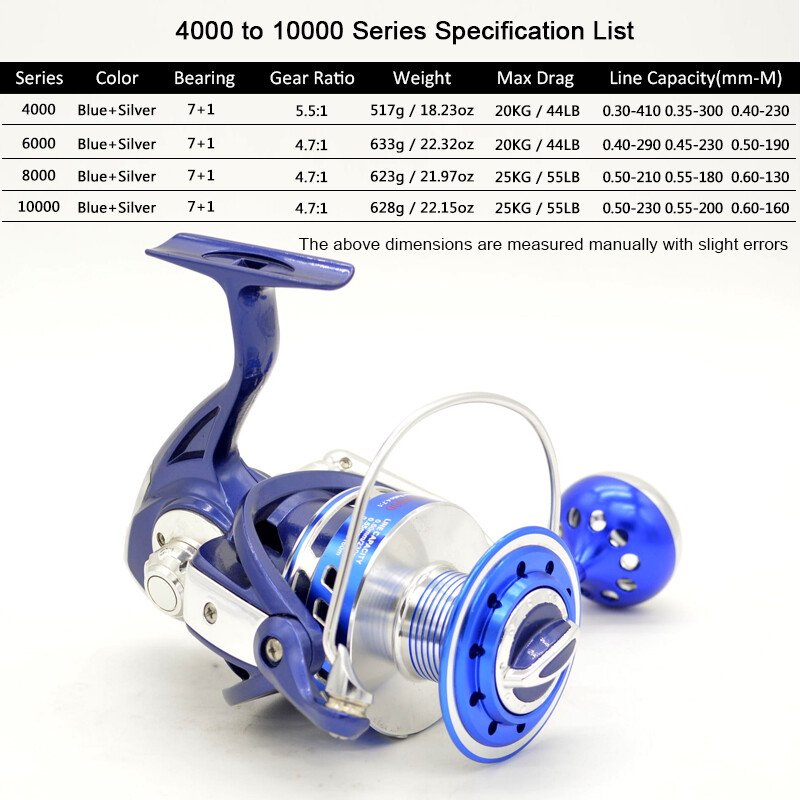 Saltwater Fishing Spinning Reel with Strong Aluminum Frame and Rotor Carbon Drag