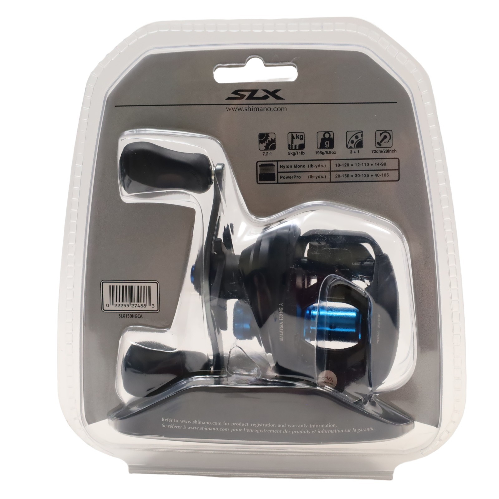 Shimano SLX 150 HG A Right-Handed 7.2:1 Low Profile Baitcast Reel (7625)