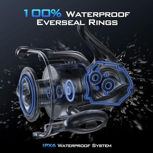 Saltwater Spinning Fishing Reel – 55LB Max Drag, IPX6 Waterproof, Corrosion-Resi