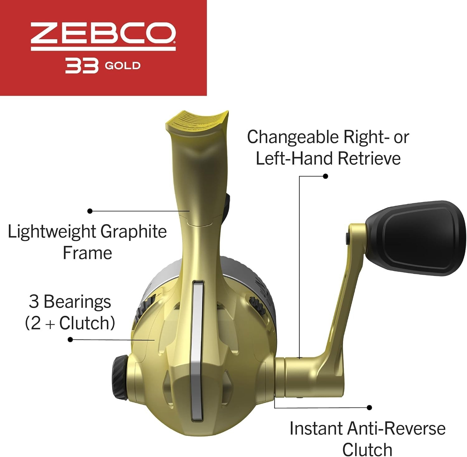 All-in-One 33 Gold Spincast Fishing Reel with Anti-Tangle Design & Cajun Line=