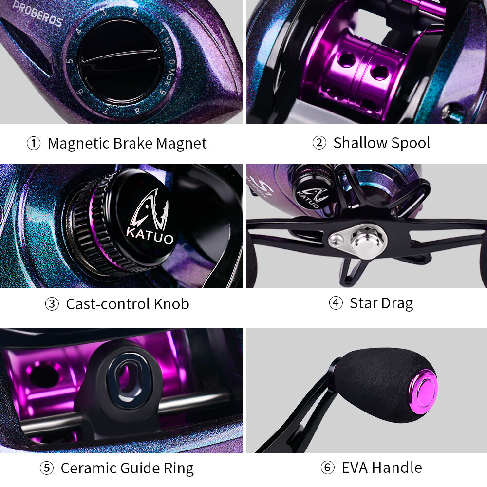 High Speed Carbon Fibre Baitcasting Reel 7.2:1 22lb Drag Freshwater Fishing Reel