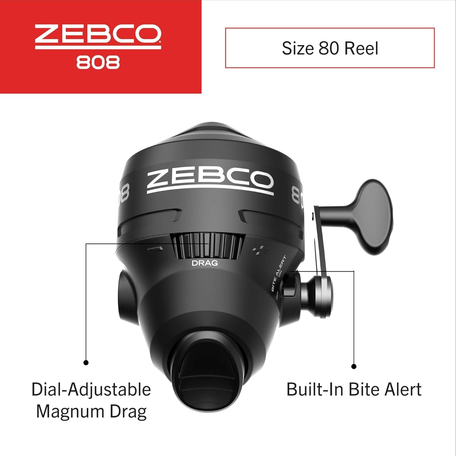 Zebco 808 Spincast Reel and Fishing Rod Combo, 7-Foot Durable 80, Black