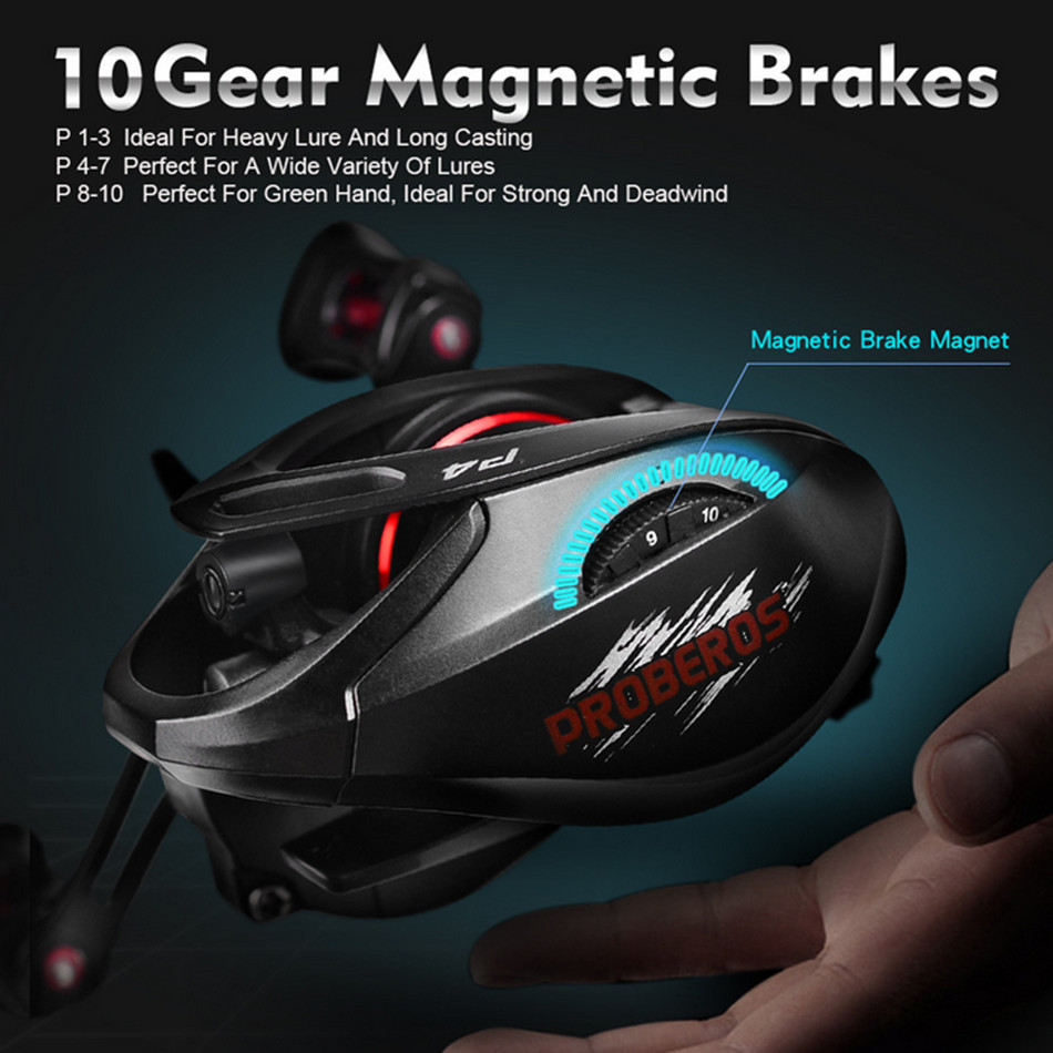 7.2:1 Gear Ratio Metal Fishing Baitcasting Reel Right Hand 8kg/18LB Max Drag
