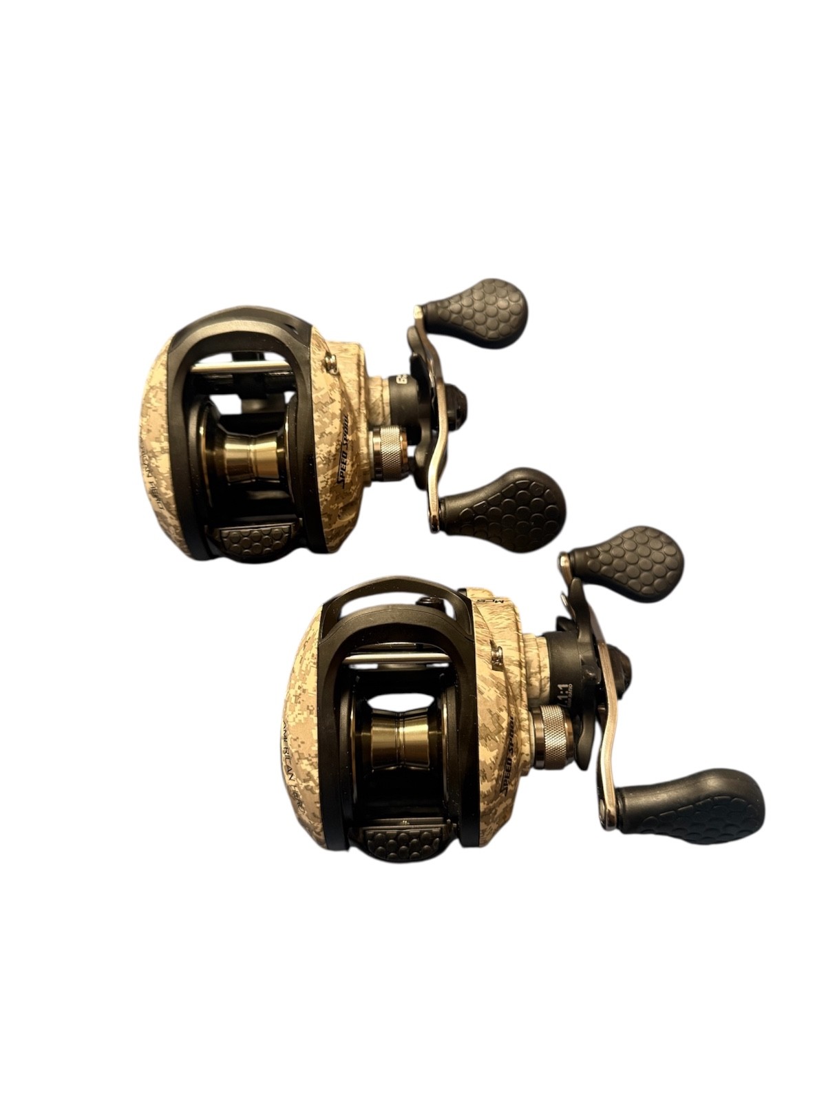 2 LOT Lew’s American Hero Camo Speed Spool Baitcasting Reel