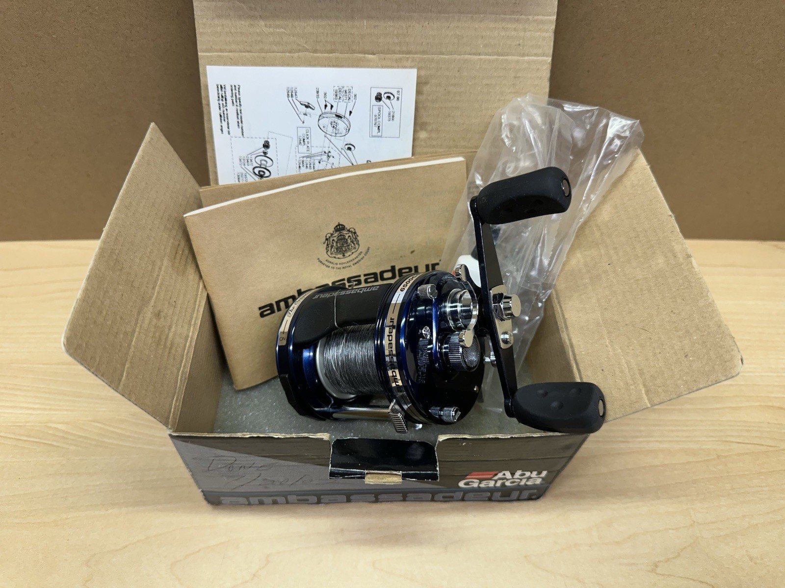 Abu Garcia Ambassadeur 6500 C4 Blue Baitcast Fishing Reel Ex Condition w/OG Box