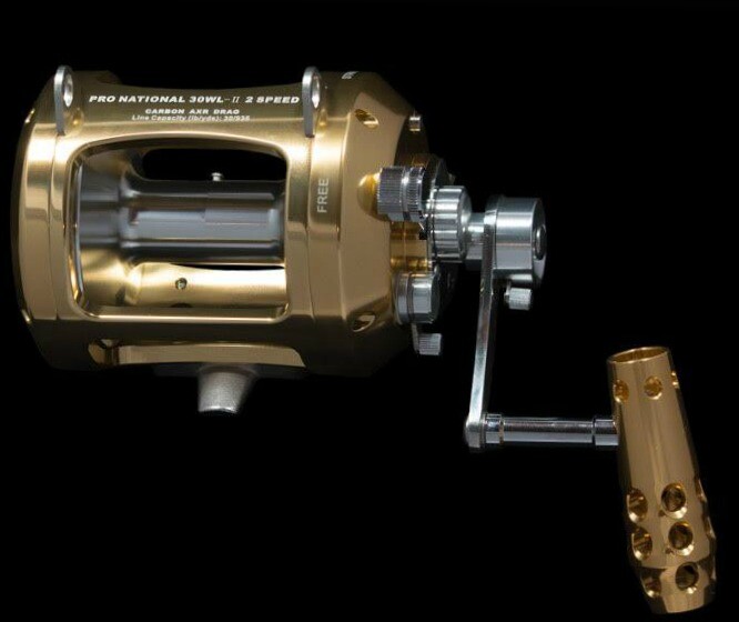 OKIAYA PRO-NATIONAL 30W-II 2 with AXR Drag 2 Speeds Big Game Reel