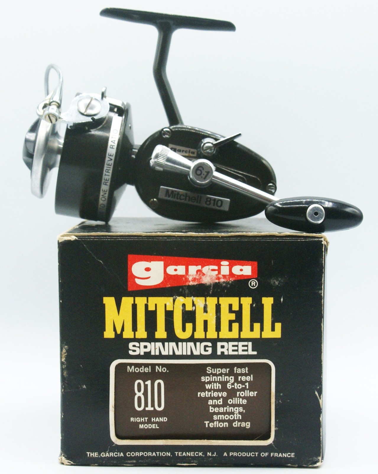 1977 Garcia Mitchell 810, super fast spinning reel, with silver band on rotor