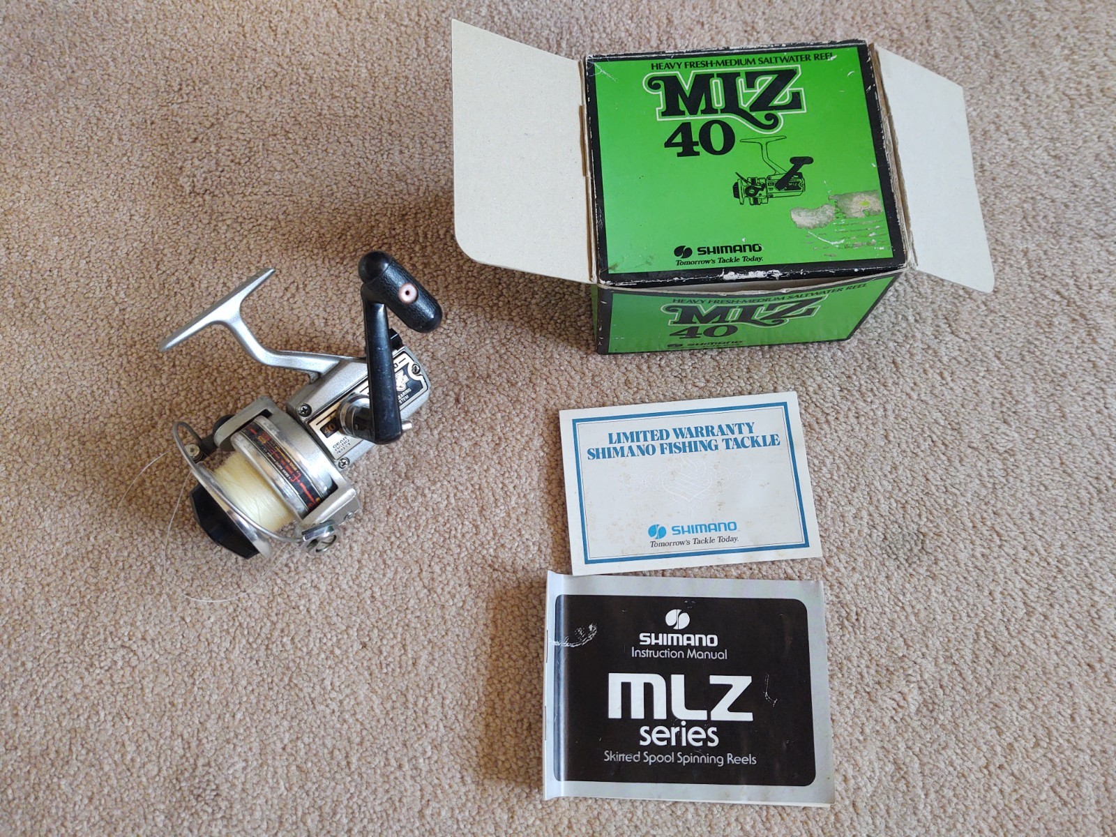 Vintage Shimano MLZ 40 Heavy Fresh Medium Salt Water Spinning Reel / Box, Manual