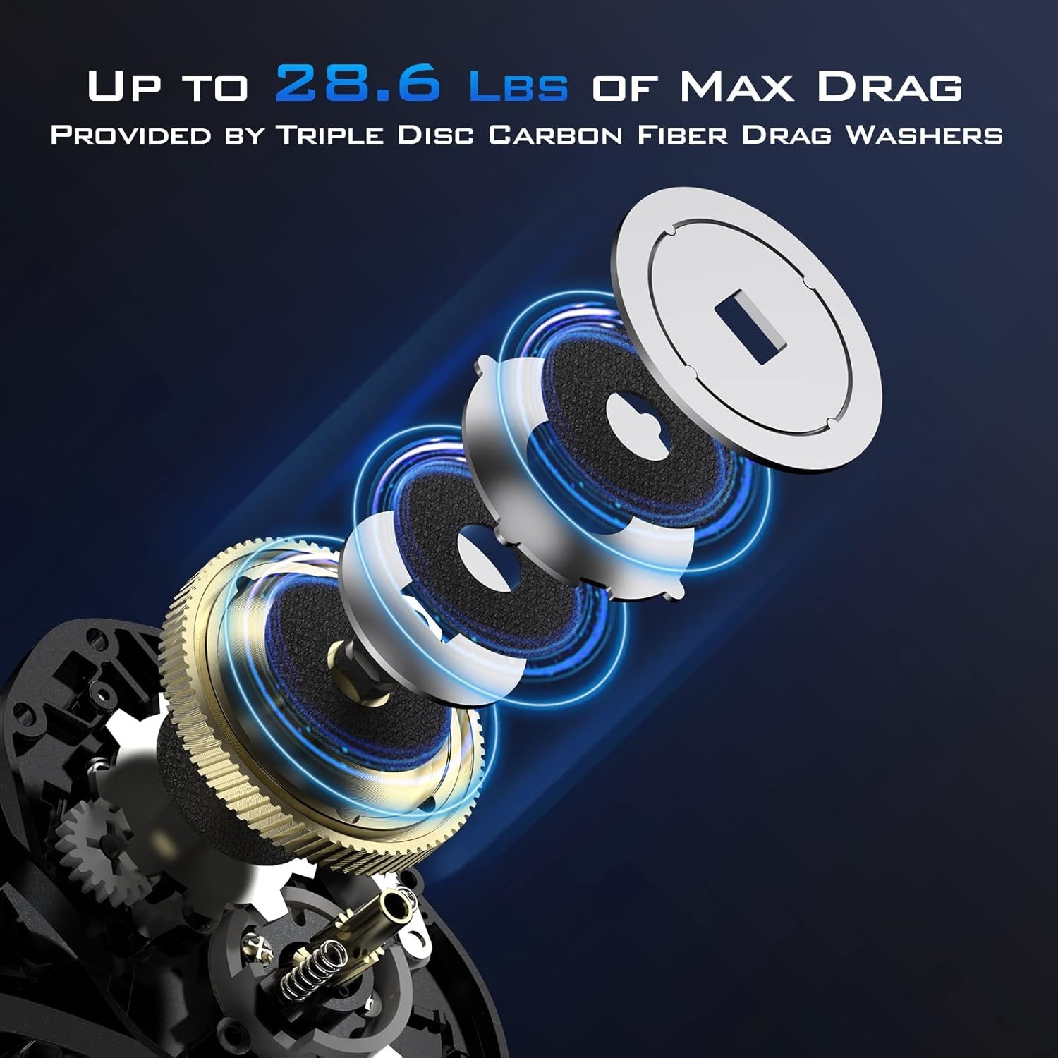 MegaTron 200 Baitcasting Reel – 28.6 lbs Drag, Adjustable Brakes, Lightweight