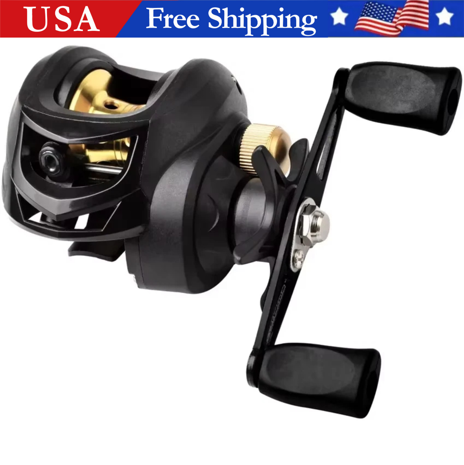 Fishing Baitcasting Reel All Metal Spool 18+1BB 10Kg/22Lb Max Drag Speed Ratio 7