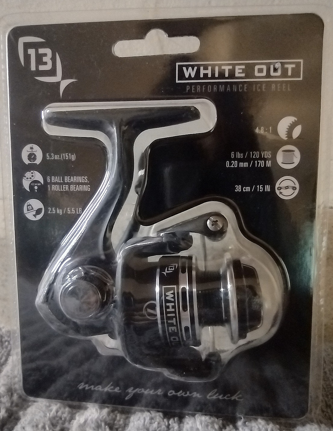 13 Fishing Whiteout Ice Fishing Spinning Reel (Clam Pack)