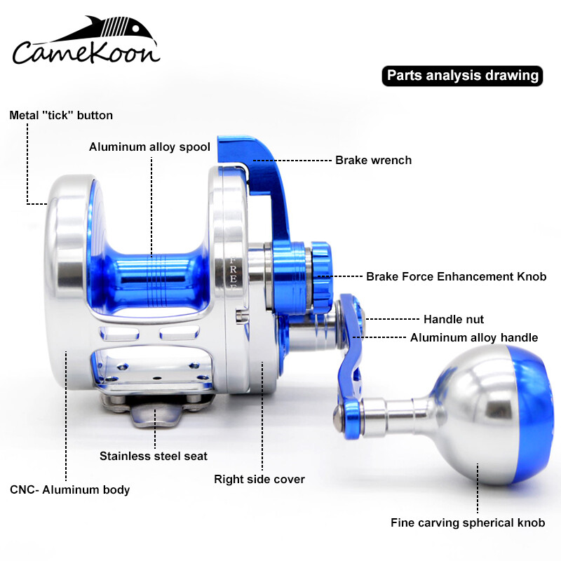 CAMEKOON Overhead Offshore Saltwater Fishing Powerful Trolling Reel 9+2 Bearings