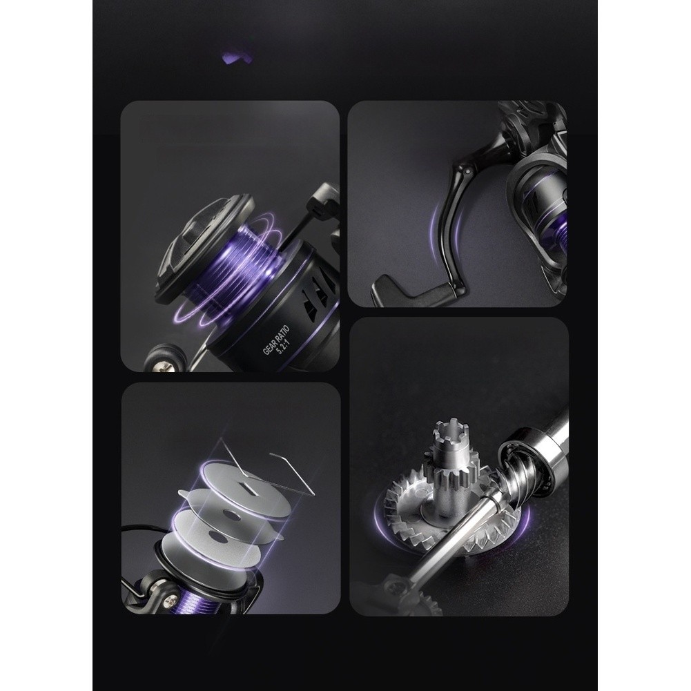 Aluminum Spool Reel Carbon Fiber Body Reel 5.2:1 Gear Ratio Lightweight Design