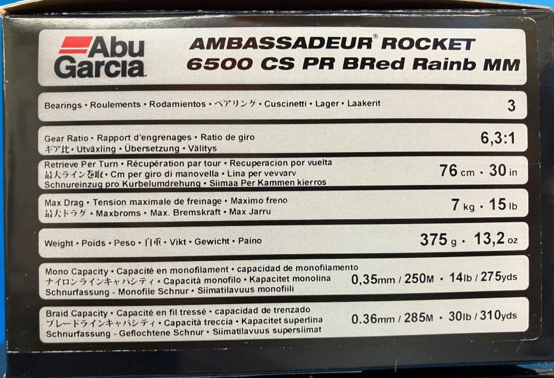 Abu Garcia AMBASSADEUR 6500 CS Rainbow BLOOD RED MM PRO ROCKET SPECIAL NEW!!!