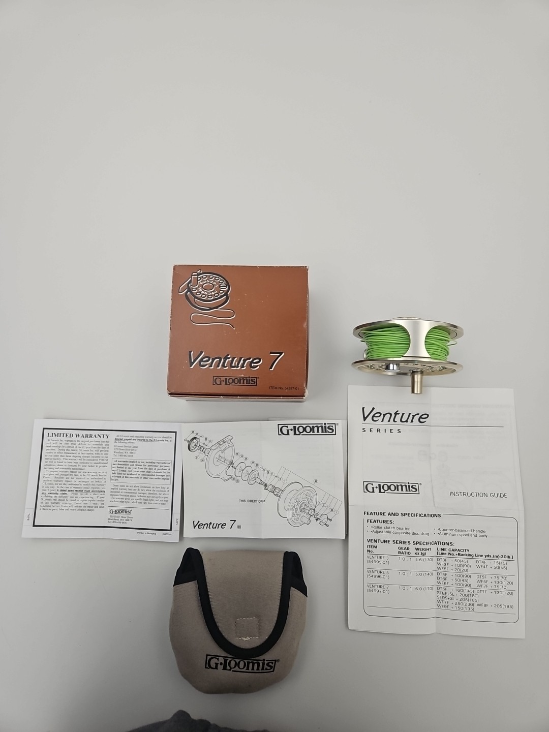 G Loomis Venture 7 DD-P Disc Drag Fly Reel Original Box,Papers,Storage Bag Nice