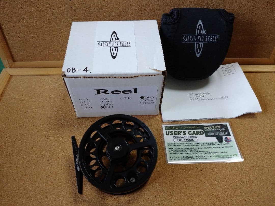 Galvan Open Back OB-4 Black Fly Fishing Reel Unused with Box Manual USA