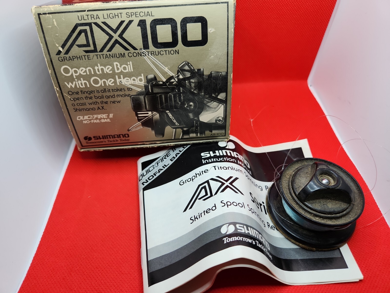 FISHING BOX Shimano AX 100 Quickfire II Graphite Reel BOX & Accessories Only