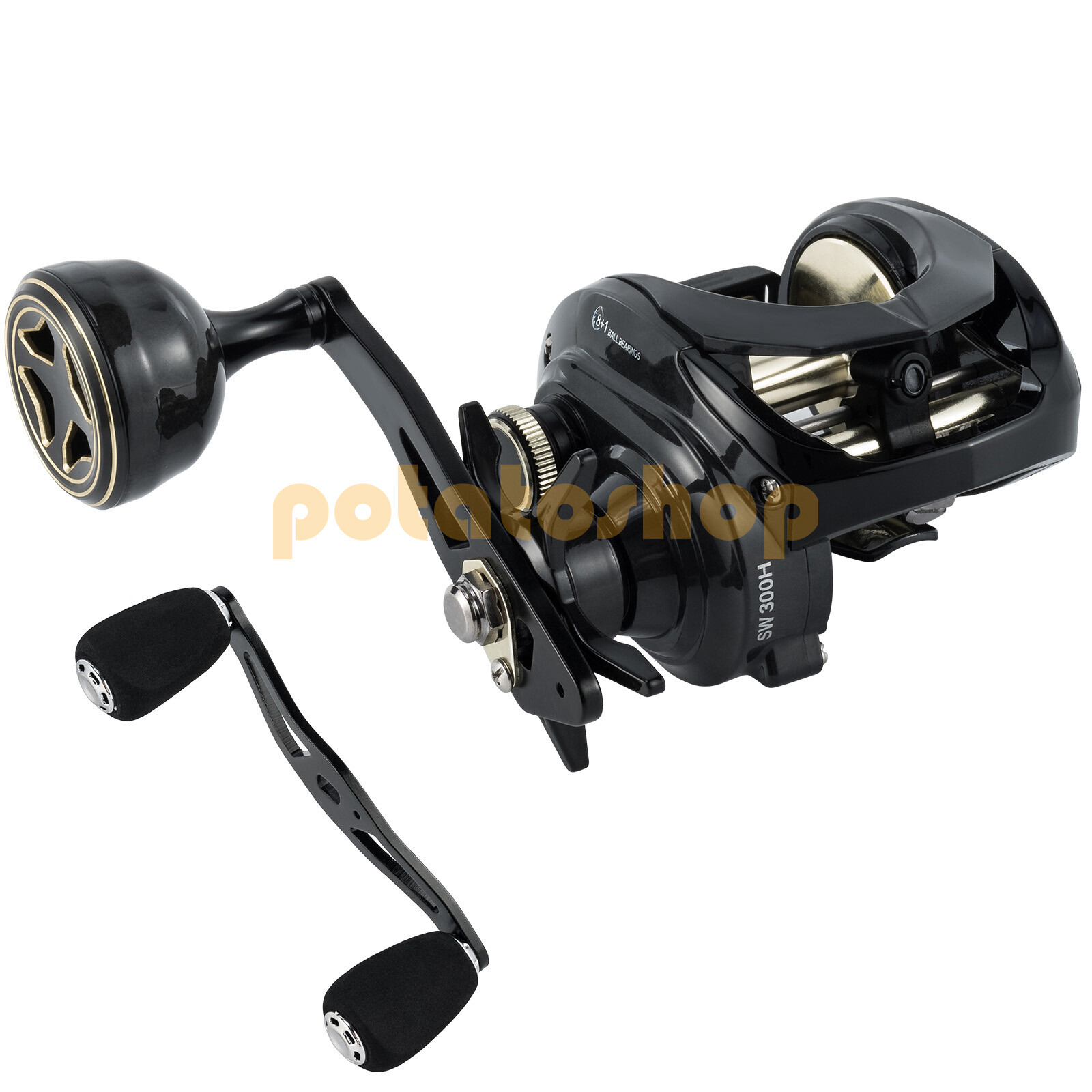 Baitcasting Fishing Reel Carbon Fiber Max Drag 33Lb Fresh Saltwater Free Handle