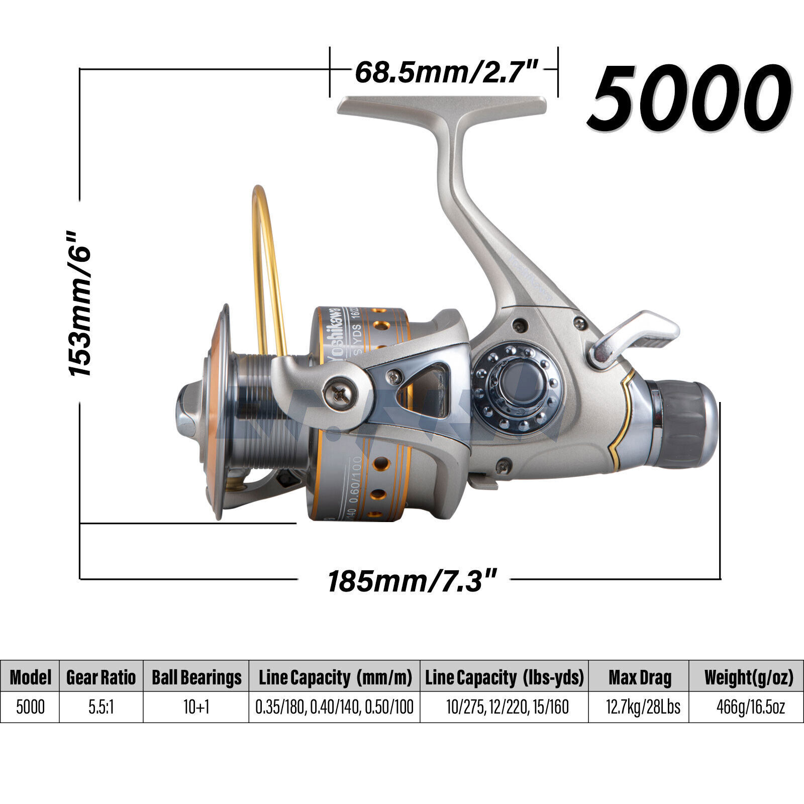 YOSHIKAWA Spinning Reels Saltwater/Freshwater Bait-feeder 10+1BB 5.5:1 5000