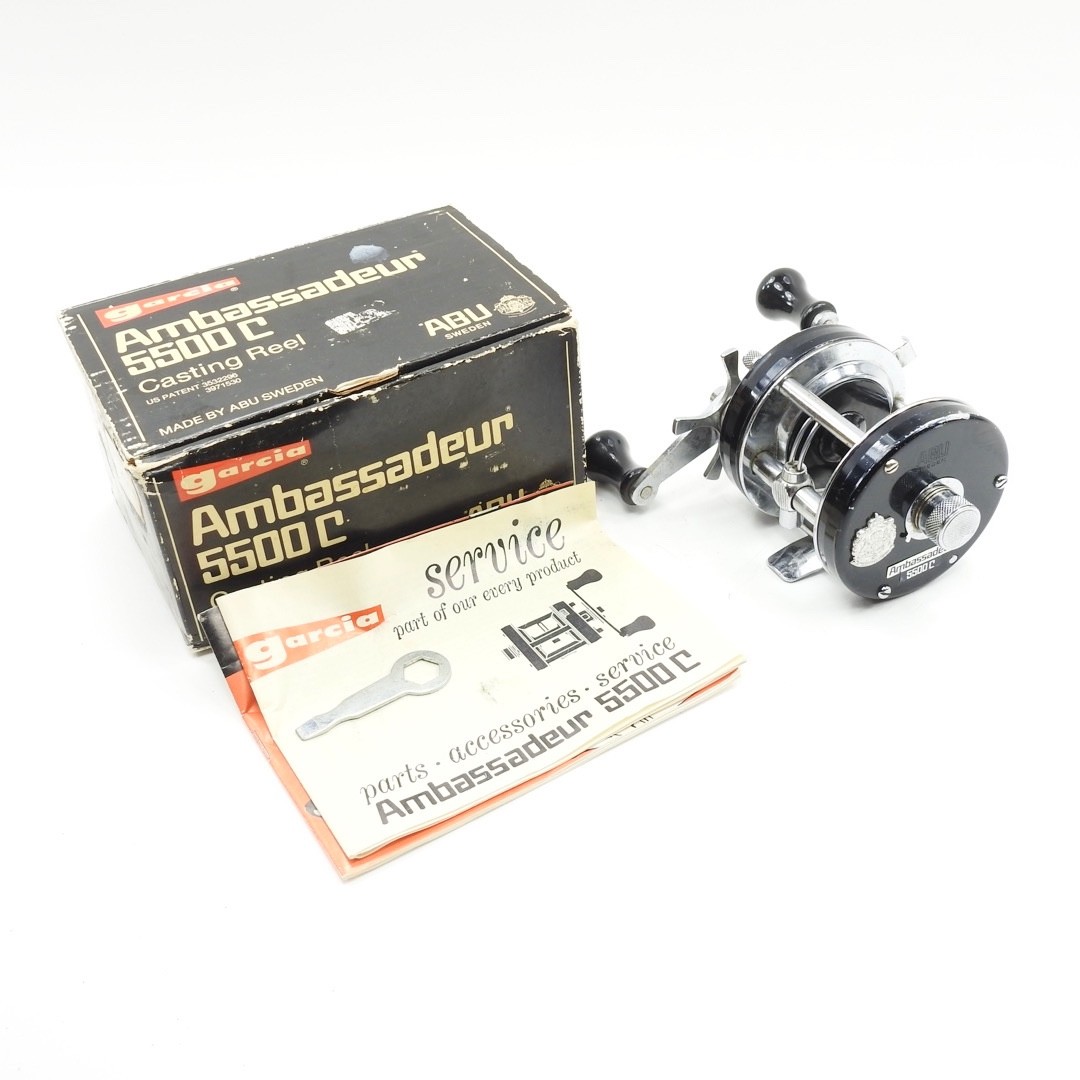 Abu Garcia Ambassadeur 5500C Fishing Reel. Black. Made in Sweden. W/Box & Manual