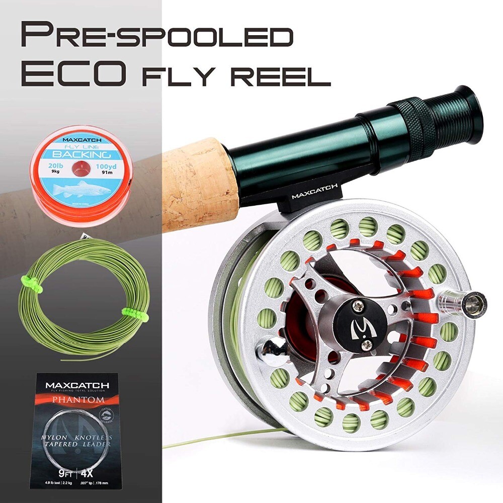ECO 3/4 5/6 7/8wt Pre-Loaded Fly Fishing Reel with Fly Line, Backing,Leader