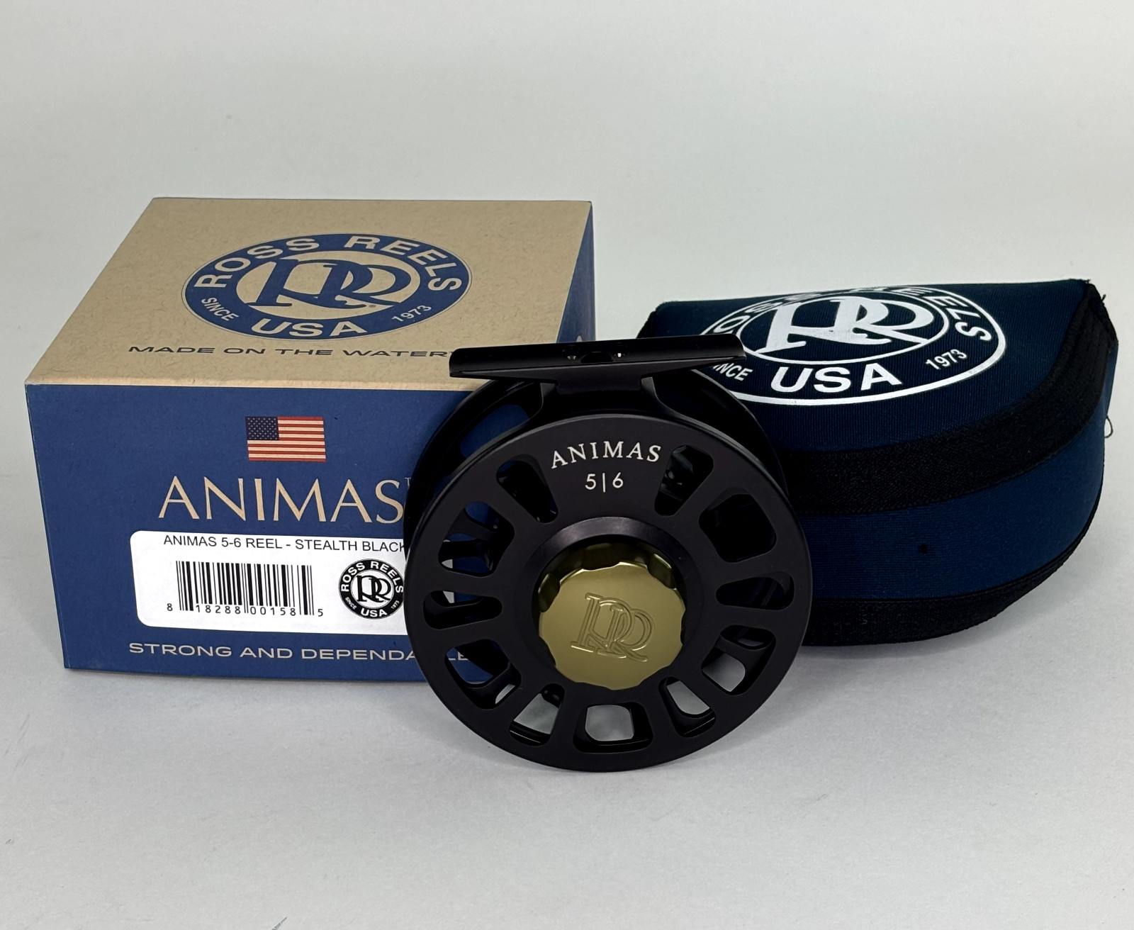 Ross Reels Animas 5/6 Fly Reel – Stealth Black – Made in USA w/ Case & Box