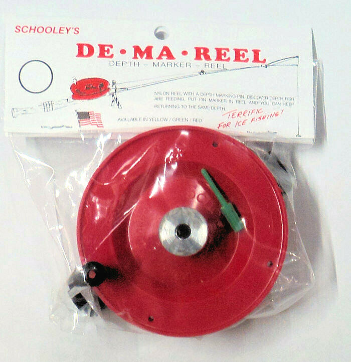 Schooley De-Ma-Reel, TWO, Depth Marker Ice Fishing Reel, Colors Will Vary #1000