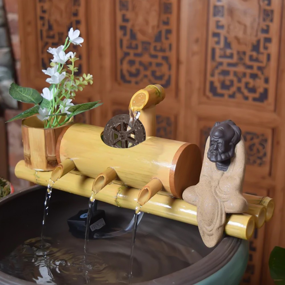 2Pcs Light Brown Reusable Plastic Fengshui Water Wheels for Home Decoration