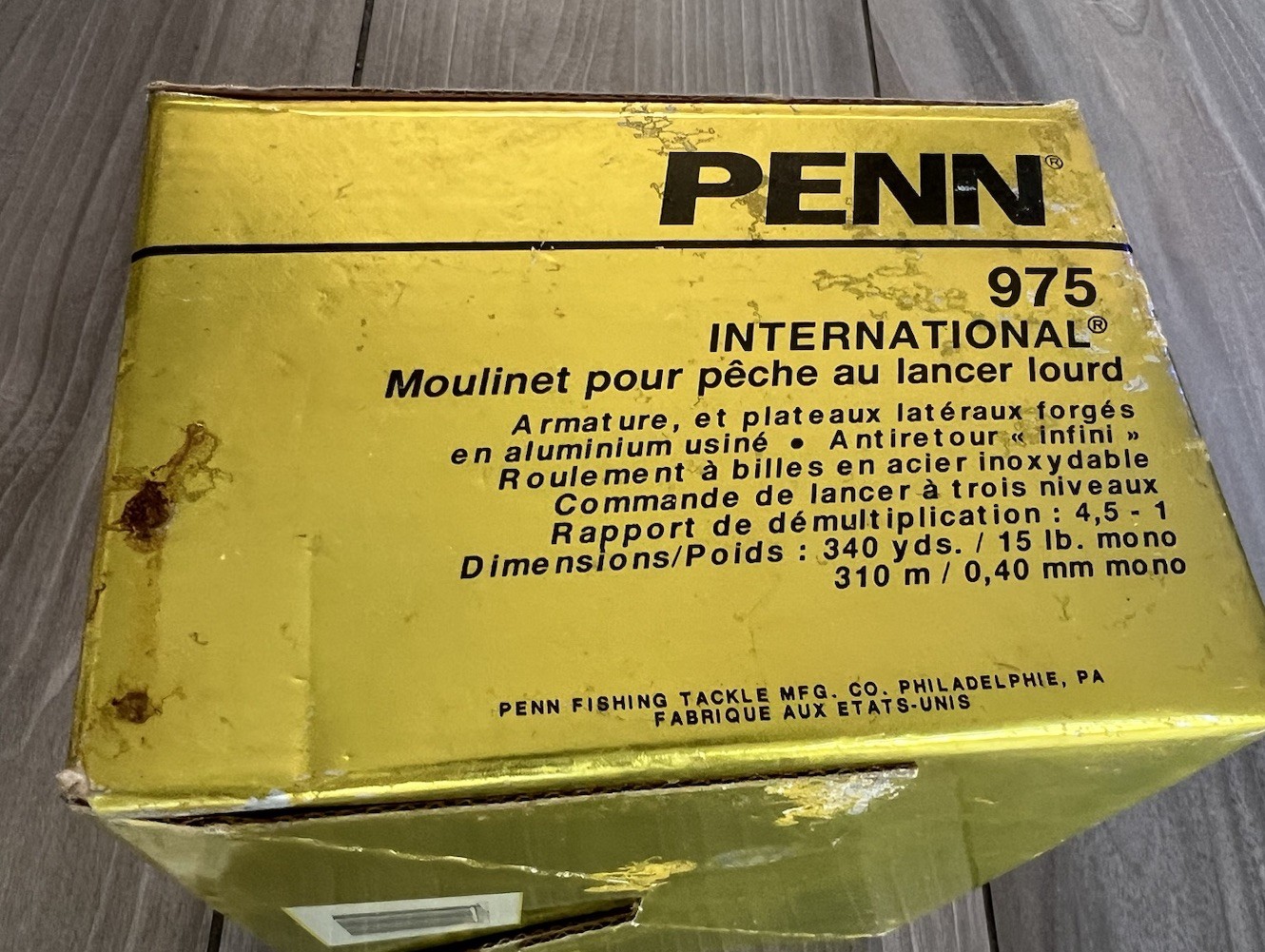 Penn International 975 Fishing Reel Box & Manual & Lube ONLY