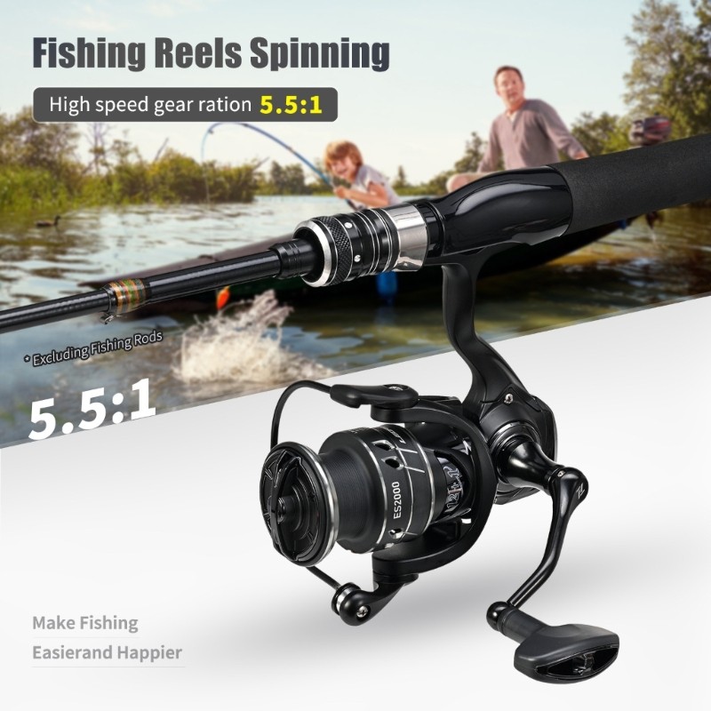 ES1000-ES5000 Fishing Reel 5.1:1/5.5:1 Gear Ratio Reel Aluminum Spool